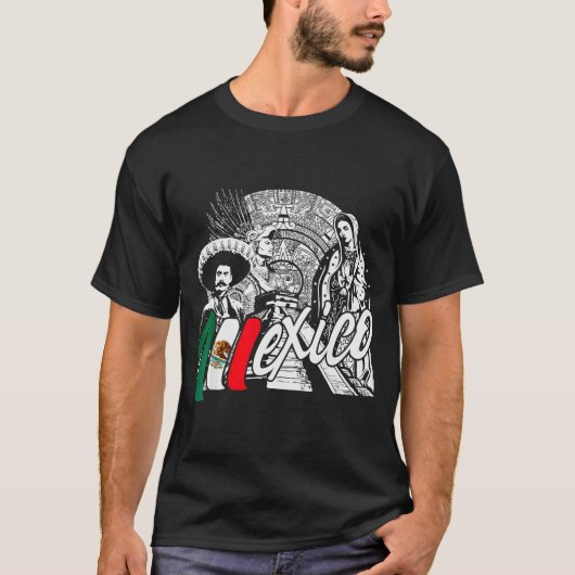 Mexico - Mexican Pride - Virgen De Guadalupe And H T-shirt (Voorkant)