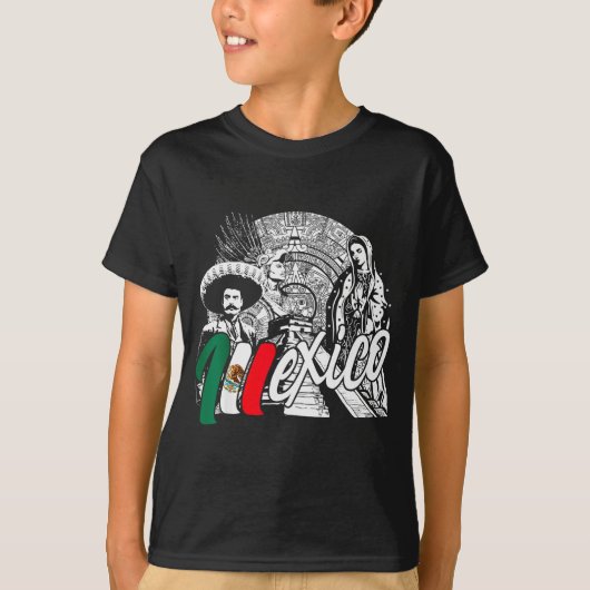 Mexico - Mexican Pride - Virgen De Guadalupe And H T-shirt (Voorkant)