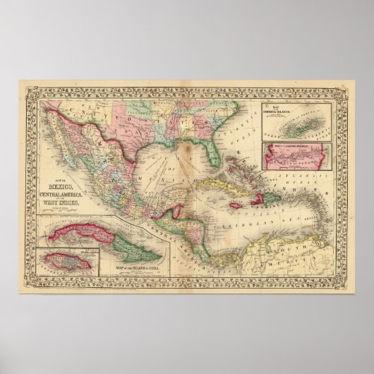 Mexico, Midden-Amerika, West Indies Poster (Voorkant)