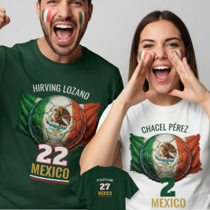 Mexico Nationaal Voetbal Vlag Erfgoed Voetbal T-shirt