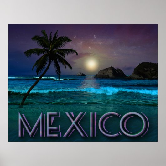 Mexico Night bij Beach Poster (Voorkant)