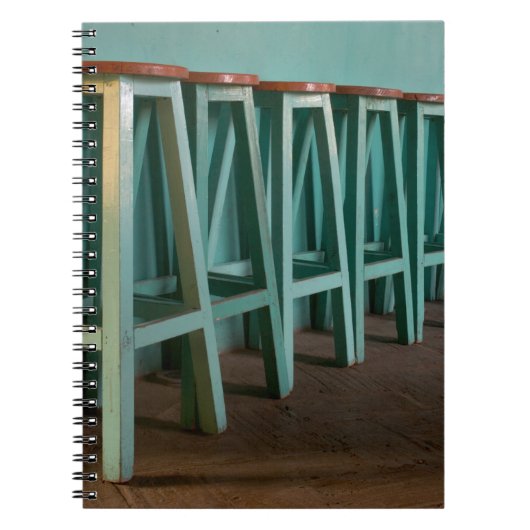 Mexico, Oaxaca, Groene barkrukken tegen de muur Notitieboek (Voorkant)