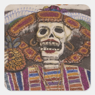 Mexico, Oaxaca. Sand tapestry (tapete de arena) Vierkante Sticker