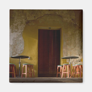 Mexico, Oaxaca, vanmiddag licht de balkon van de z Magneet