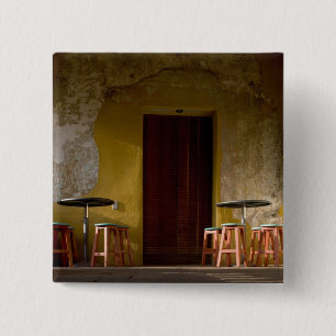 Mexico, Oaxaca, vanmiddag licht de balkon van de z Vierkante Button 5,1 Cm