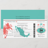 Mexico Palm Tree Starfish Boarding Pass Wedding Kaart (Voorkant / Achterkant)