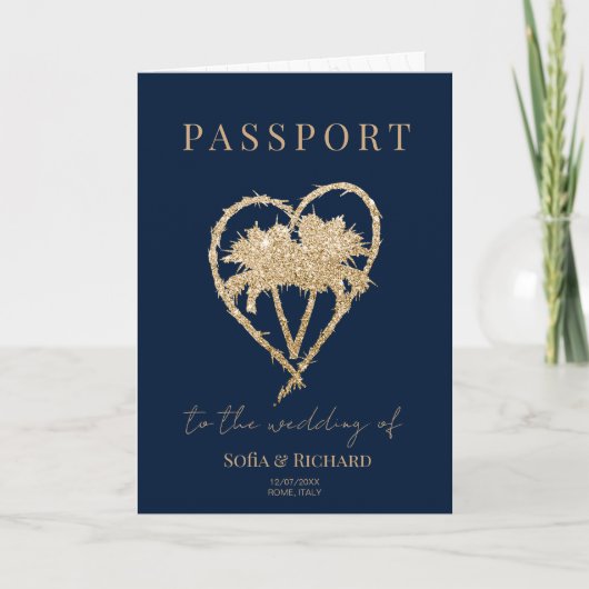 Mexico Palm Wedding Destination Passport Wereldkaa (Voorkant)