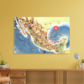 Mexico Pictorial Map van Miguel Gomez Medina Canvas Afdruk (Insitu (Woonkamer))