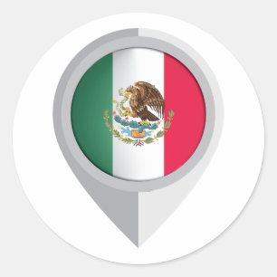 Mexico Pin Locatie Vlag Ronde Sticker