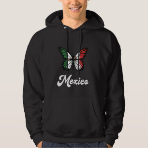 Mexico Pride Butterfly Mexicaanse Vlag Erfgoed Roo Hoodie