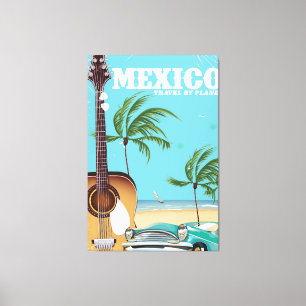 Mexico - Reizen per vliegtuig Reisposter Canvas Afdruk