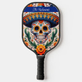 Mexico | Reizen Retro Sugar Skull Custom Pickleball Paddle (Achterkant)