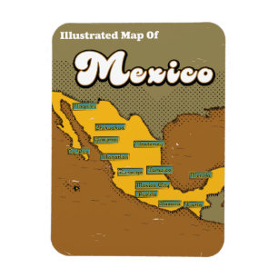 Mexico retro kaart magneet