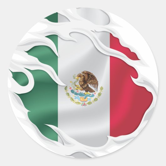 Mexico Ripped Flag Classic Round Sticker (Voorkant)