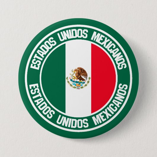 Mexico Round Emblem Ronde Button 7,6 Cm (Voorkant)