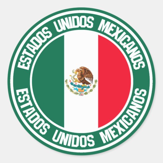 Mexico Round Emblem Ronde Sticker (Voorkant)
