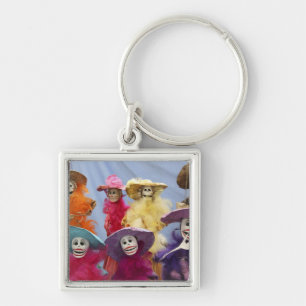 Mexico. Skeletale Catrina's, vierende figuren Sleutelhanger