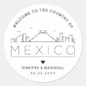 Mexico Skyline | Welkomstbericht voor bruiloft Ronde Sticker (Voorkant)
