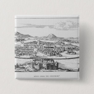 Mexico-stad onder de veroveraar vierkante button 5,1 cm