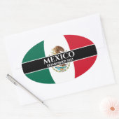 Mexico stelde 1821 Mexicaanse vlag witte tekst op Ovale Sticker (Envelop)
