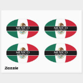 Mexico stelde 1821 Mexicaanse vlag witte tekst op Ovale Sticker (Vel)