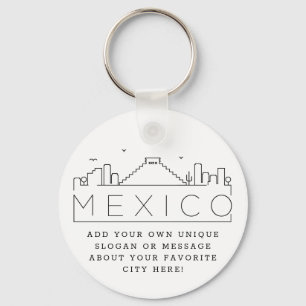 Mexico Stylized Skyline   Aangepaste slogan Sleutelhanger