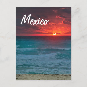 Mexico Sunset Beach Oceanfront Waves Briefkaart