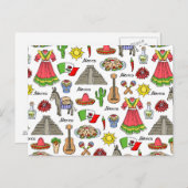 Mexico | Symbolen Patroon Briefkaart (Voorkant / Achterkant)