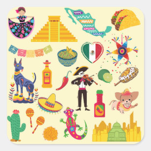 Mexico Symbolen Vierkante Sticker