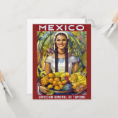Mexico Travel Tourism Advertisation Kaart (Voorkant / Achterkant in situ)