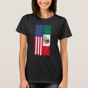 Mexico USA Flag Half-American Half-Mexicaans Patri T-shirt