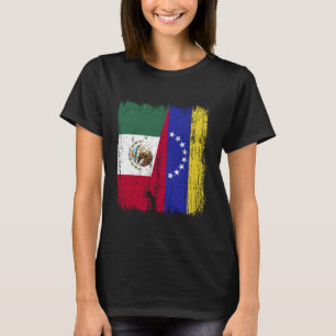 Mexico Venezuela Halve Vlag Mexicaanse Venezolaans T-shirt