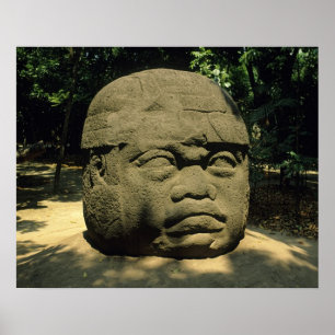 Mexico, Villahermosa, reusachtig Olmekenhoofd, La Poster