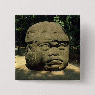 Mexico, Villahermosa, reuzenkop Olmec, La Venta Vierkante Button 5,1 Cm