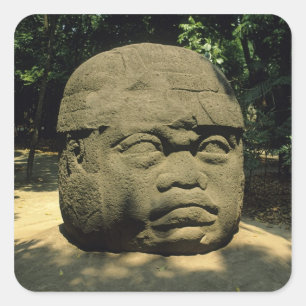 Mexico, Villahermosa, reuzenkop Olmec, La Venta Vierkante Sticker
