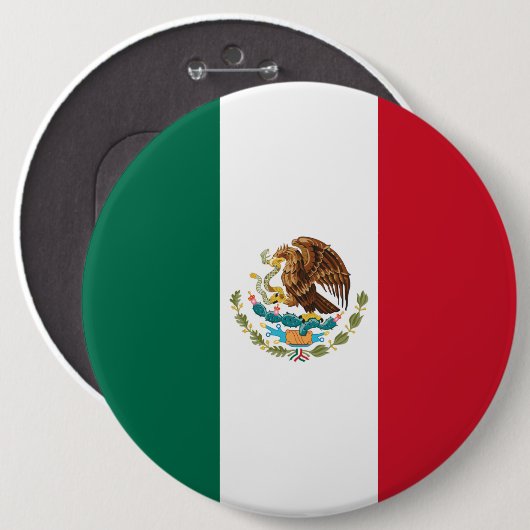 Mexico Vlag, Bandera de Mexicaanse Republiek Ronde Button 6,0 Cm (Voorkant /achterkant)