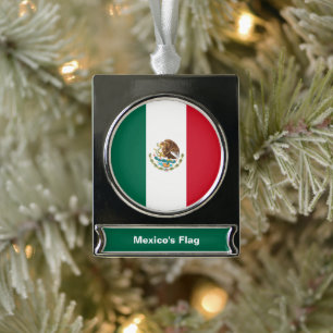 Mexico Vlag, Bandera de Mexicaanse Republiek Verzilverd Banner Ornament