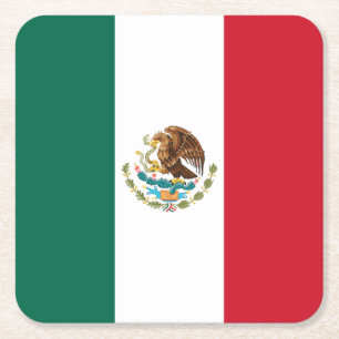 Mexico Vlag, Bandera de Mexicaanse Republiek Vierkante Kartonnen Onderzetter
