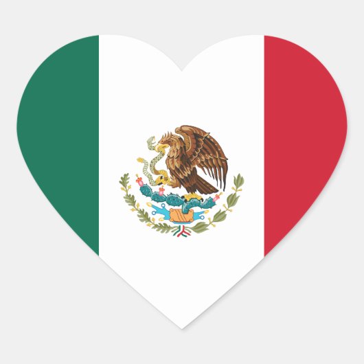 Mexico Vlag Hart Sticker (Voorkant)