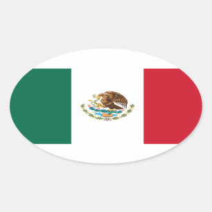 Mexico* Vlag olievlek in de Europese stijl Ovale Sticker