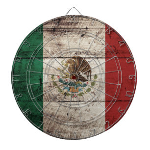 Mexico vlag op oude houten korrel dartbord