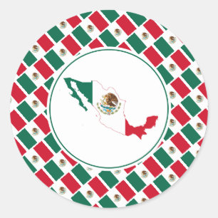 MEXICO-VLAG RONDE STICKER