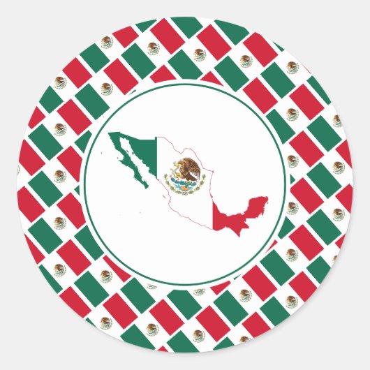 MEXICO-VLAG RONDE STICKER (Voorkant)