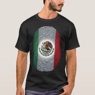 Mexico Vlag Vingerafdruk met Wapen T-Shirt