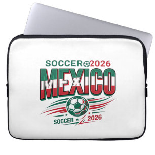 Mexico Voetbal 2026 Voetbal Vet Land Typografie Laptop Sleeve