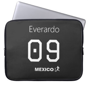Mexico Voetbal Minimalistisch Zwart Persoonlijke N Laptop Sleeve