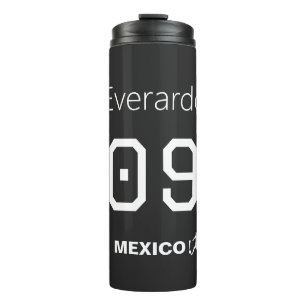 Mexico Voetbal Minimalistische Zwarte Custom Trui Thermosbeker