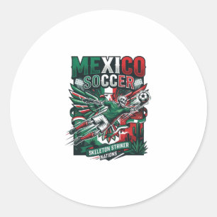 Mexico Voetbal Skelet Aanvaller Naties Premium Sp Ronde Sticker
