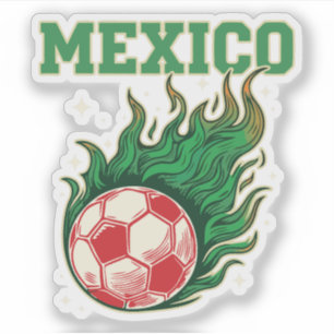 Mexico Voetbal Vlammende Bal Retro Voetbal Fan Kun Sticker