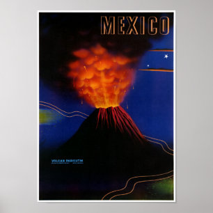 Mexico Volcano Paricutin Vintage Poster hersteld